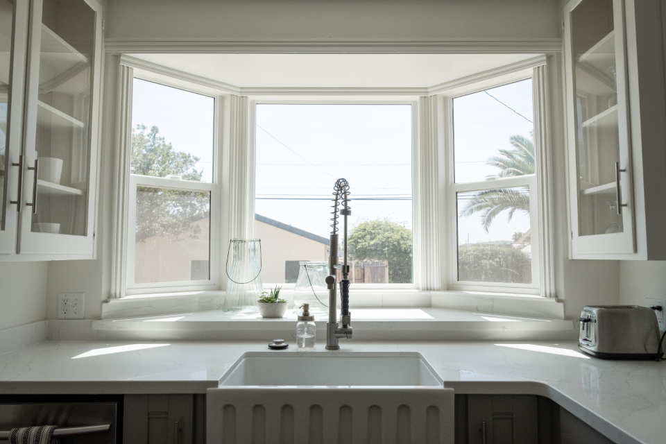 A bright, spotless kitchen